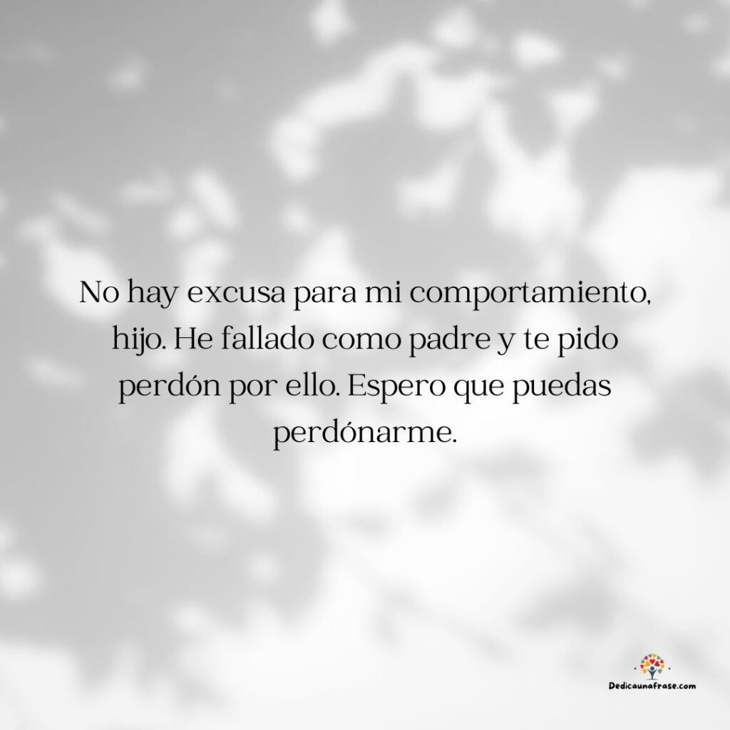 No hay excusa para mi comportamiento, hijo. He fallado como padre y te pido perdón por ell