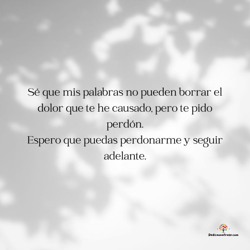 Sé que mis palabras no pueden borrar el dolor que te he causado, pero te pido perdón. Espe