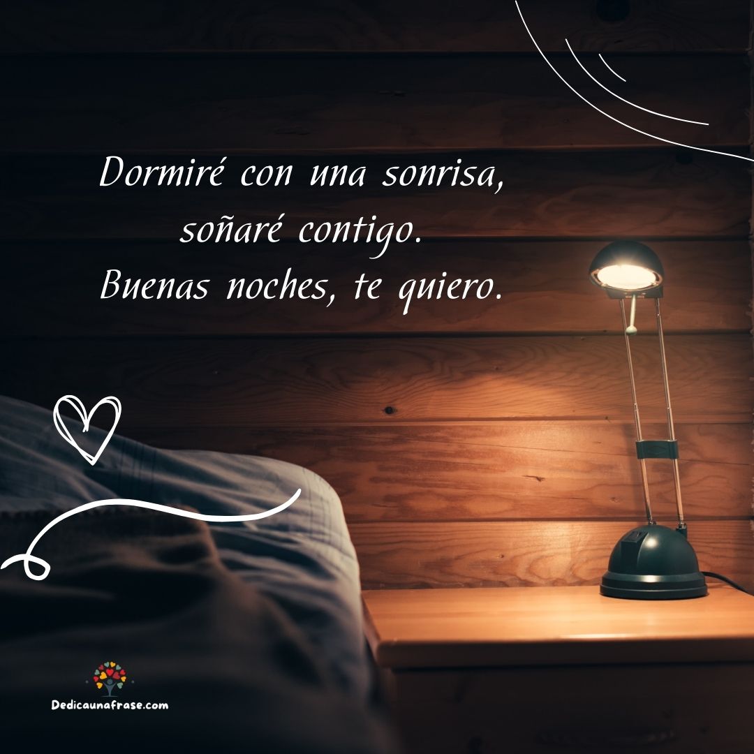 Dormiré con una sonrisa, soñaré contigo. Buenas noches, te quiero.