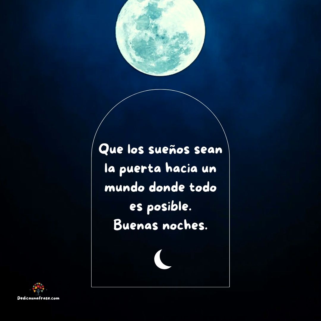 Que los sueños sean la puerta hacia un mundo donde todo es posible. Buenas noches.
