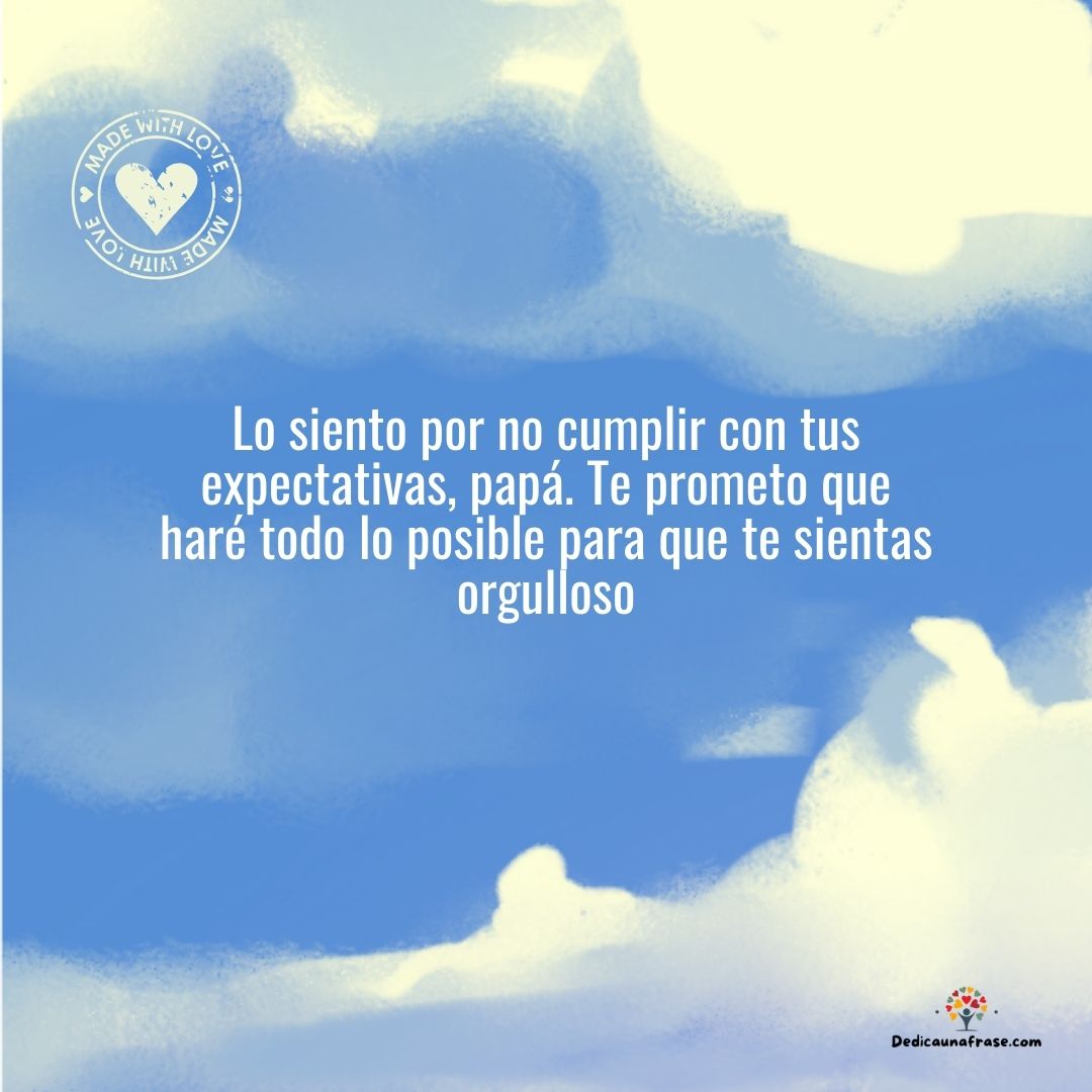 Lo siento por no cumplir con tus expectativas, papá. Te prometo que haré todo lo posible p