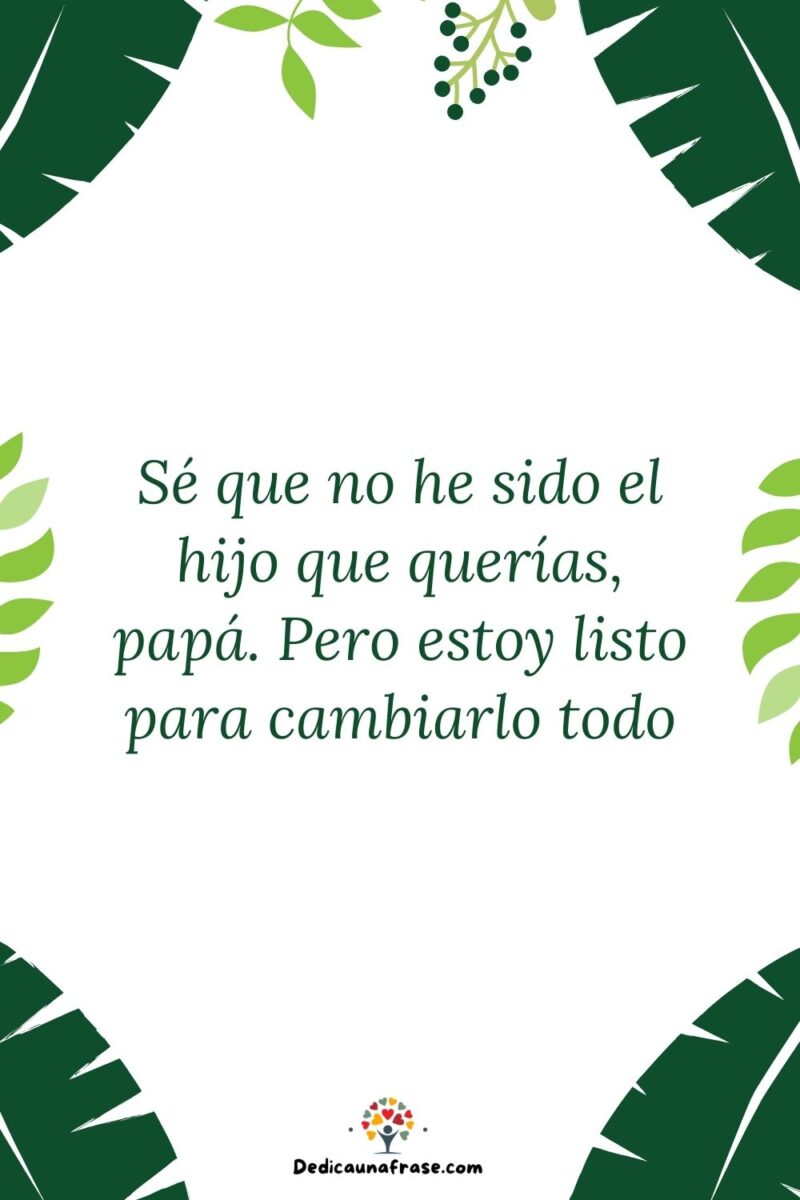 Sé que no he sido el hijo que querías, papá. Pero estoy listo para cambiarlo todo