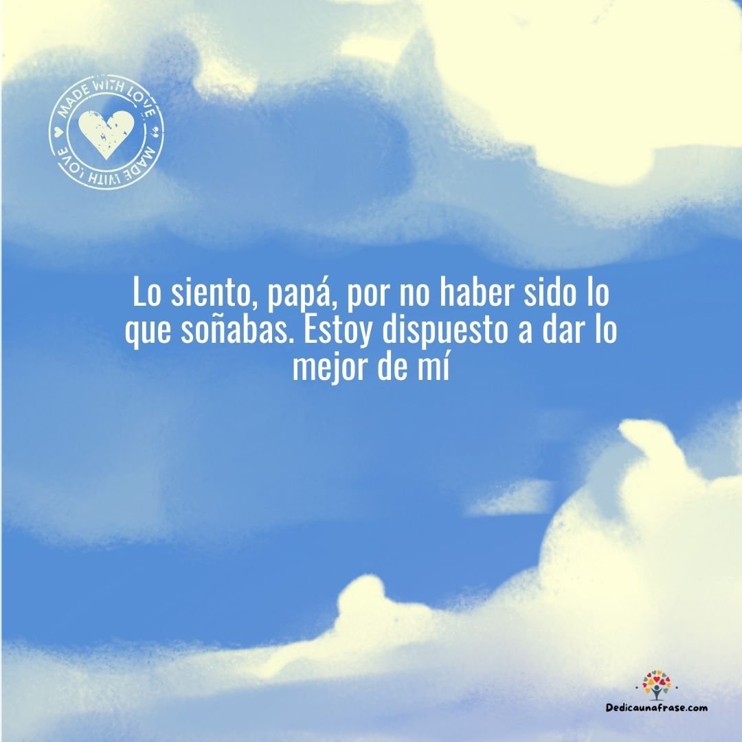 Lo siento, papá, por no haber sido lo que soñabas. Estoy dispuesto a dar lo mejor de mí