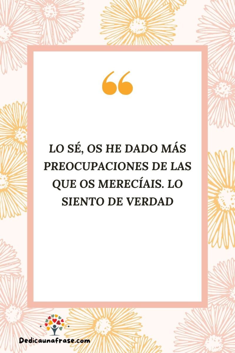 Lo sé, os he dado más preocupaciones de las que os merecíais. Lo siento de verdad