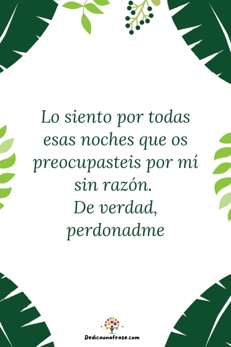 Lo siento por todas esas noches que os preocupasteis por mí sin razón. De verdad, perdonad