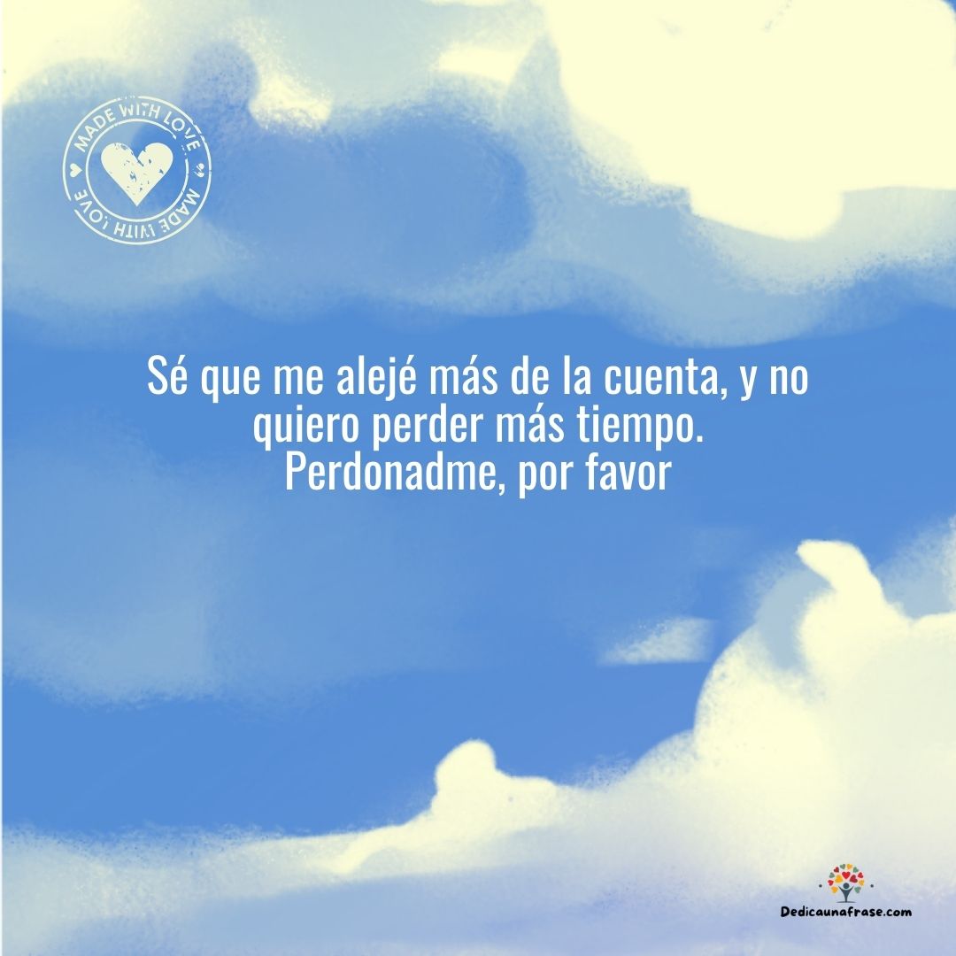 Sé que me alejé más de la cuenta, y no quiero perder más tiempo. Perdonadme, por favor