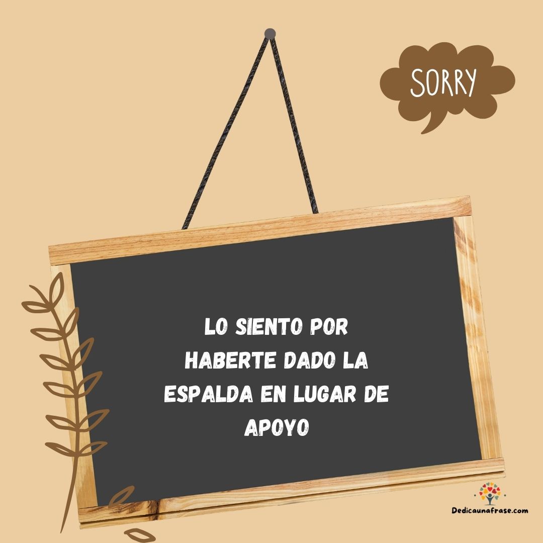 Lo siento por haberte dado la espalda en lugar de apoyo