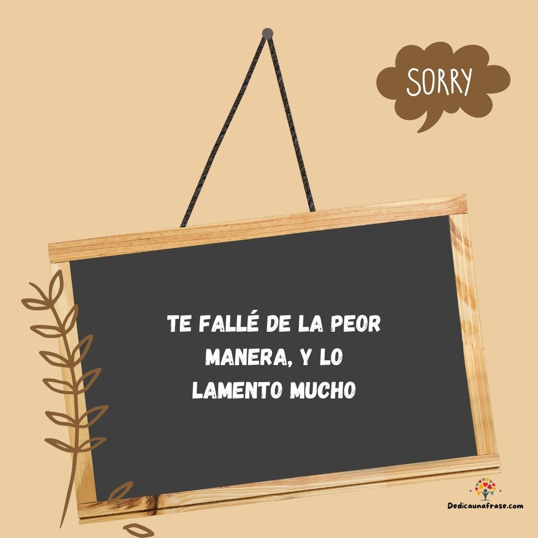 Te fallé de la peor manera, y lo lamento mucho