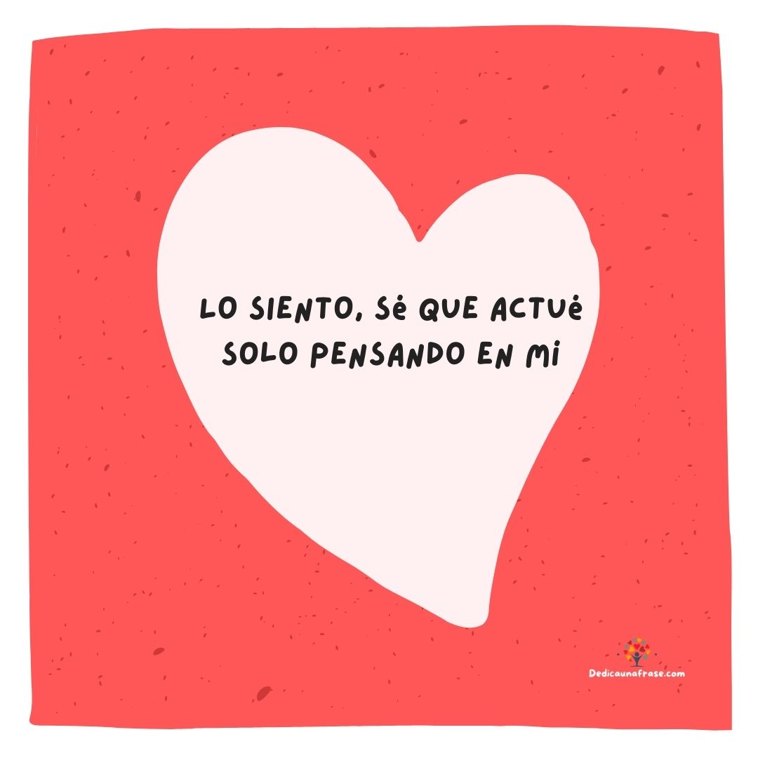 Lo siento, sé que actué solo pensando en mí