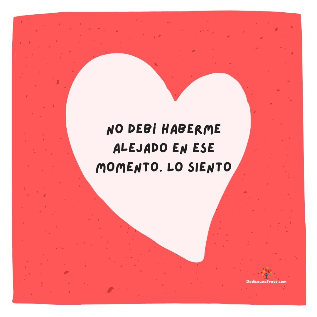 No debí haberme alejado en ese momento. Lo siento