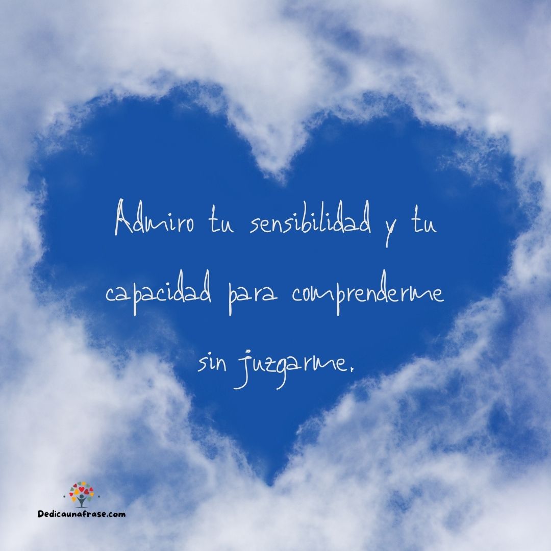 Admiro tu sensibilidad y tu capacidad para comprenderme sin juzgarme