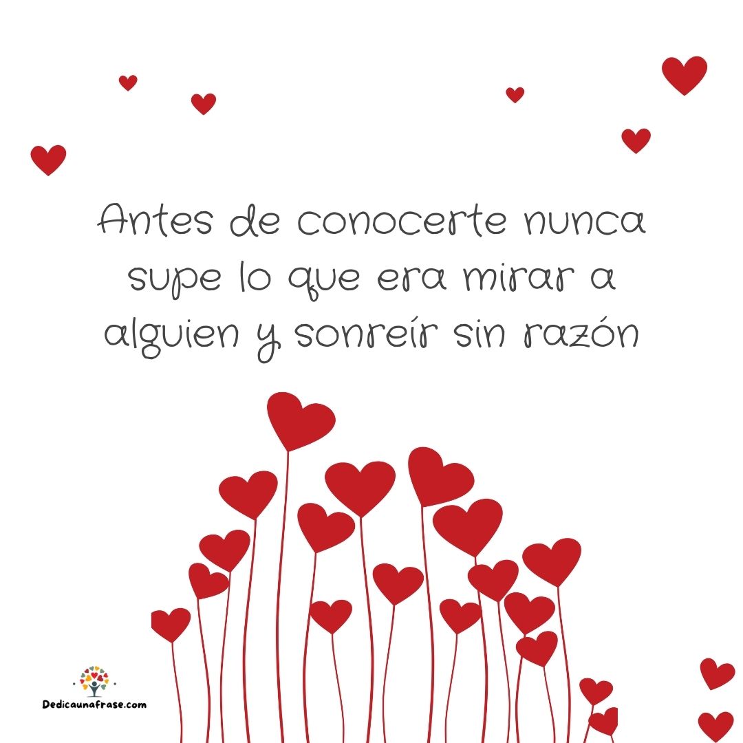 Antes de conocerte nunca supe lo que era mirar a alguien y sonreír sin razón