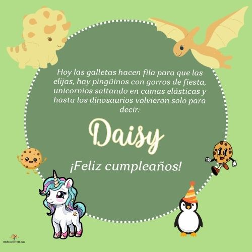 Daisy. Hoy las galletas hacen fila para que las elijas, hay pingüinos con gorros de fiesta
