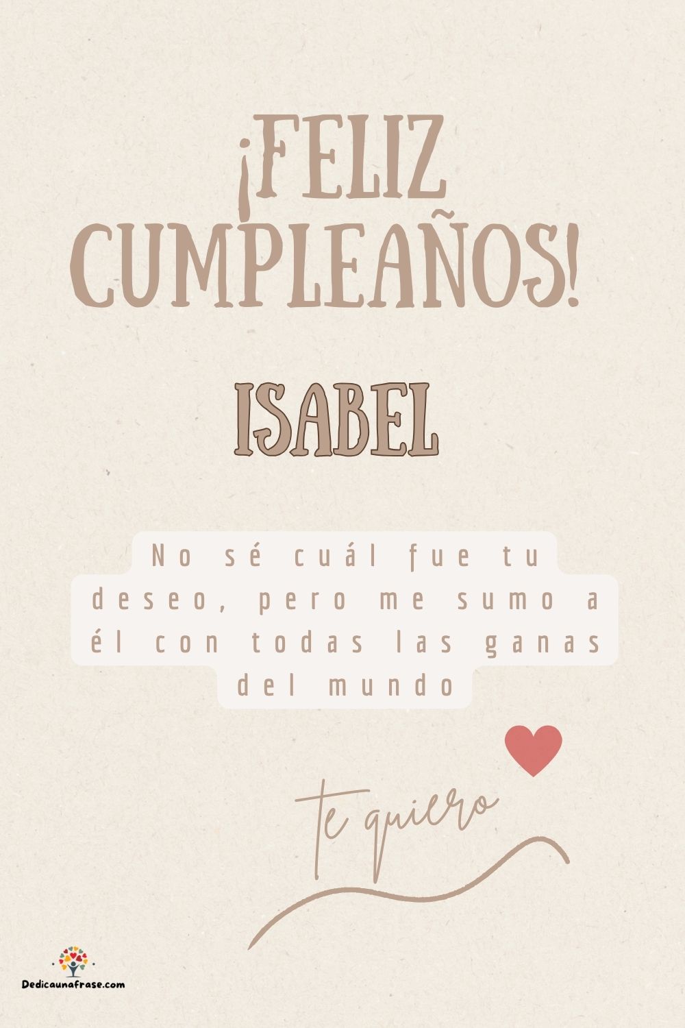Isabel. No sé cuál fue tu deseo, pero me sumo a él con todas las ganas del mundo ¡Feliz cu