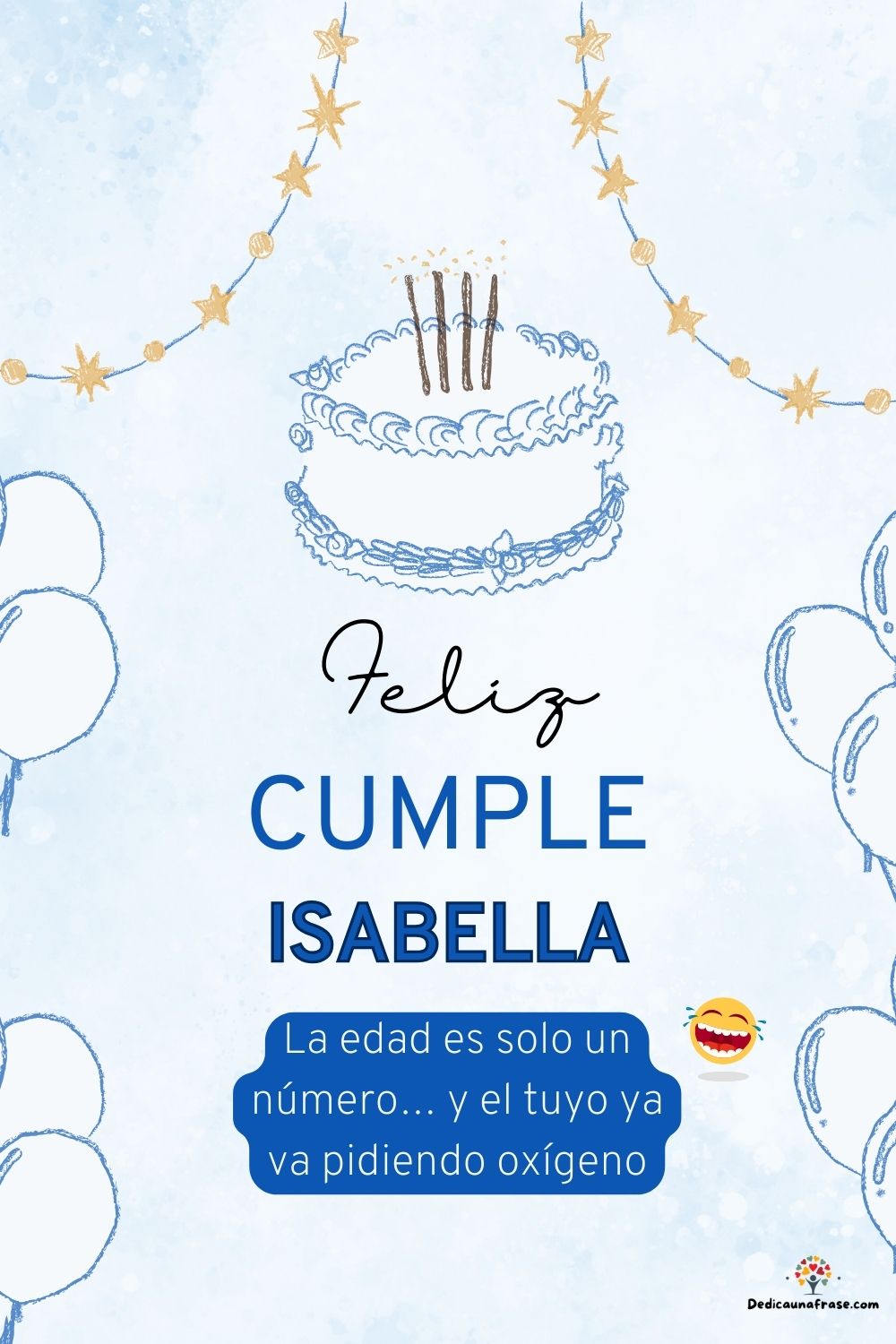 Isabella. La edad es solo un número… y el tuyo ya va pidiendo oxígeno ¡Feliz cumpleaños!
