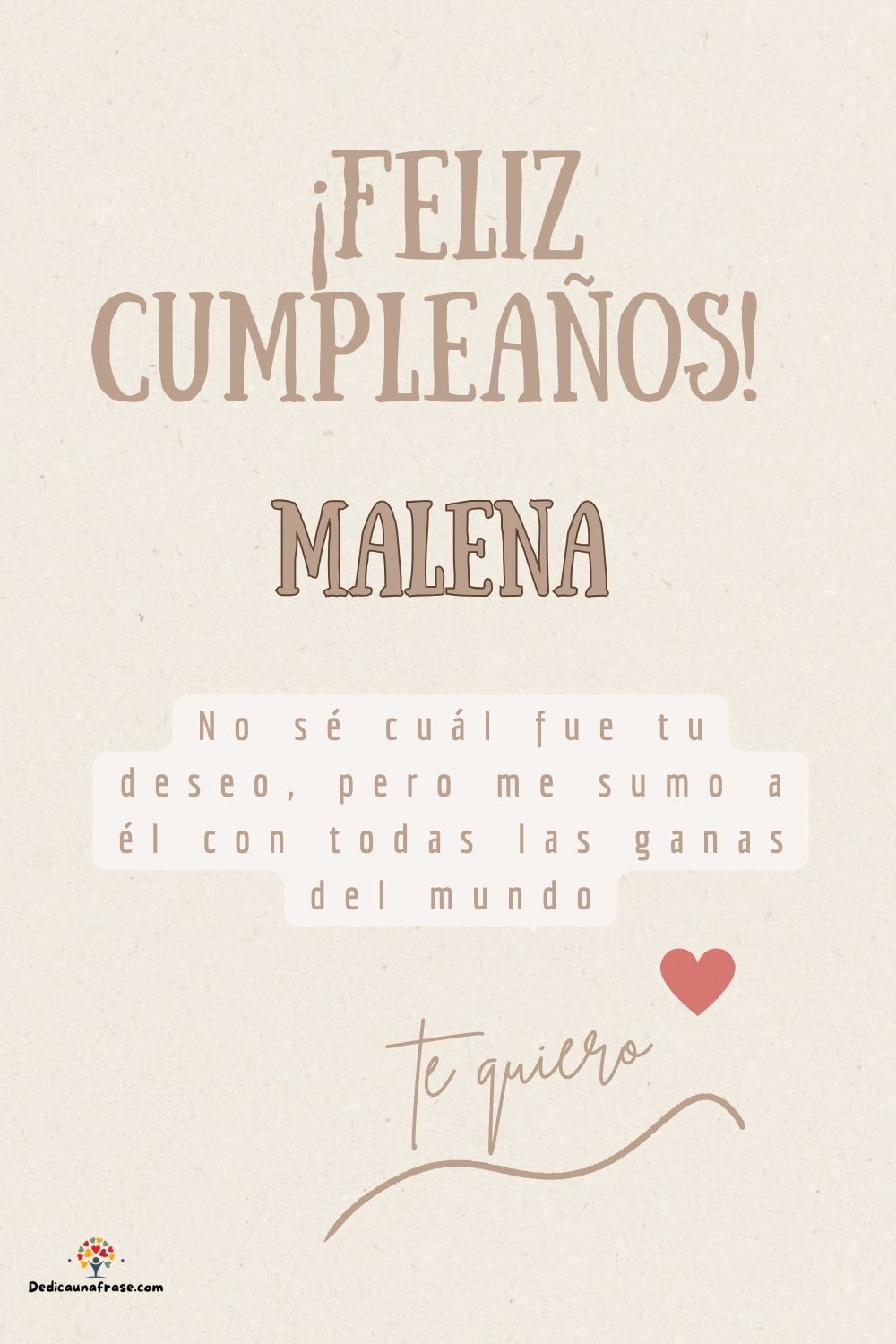 Malena. No sé cuál fue tu deseo, pero me sumo a él con todas las ganas del mundo ¡Feliz cu