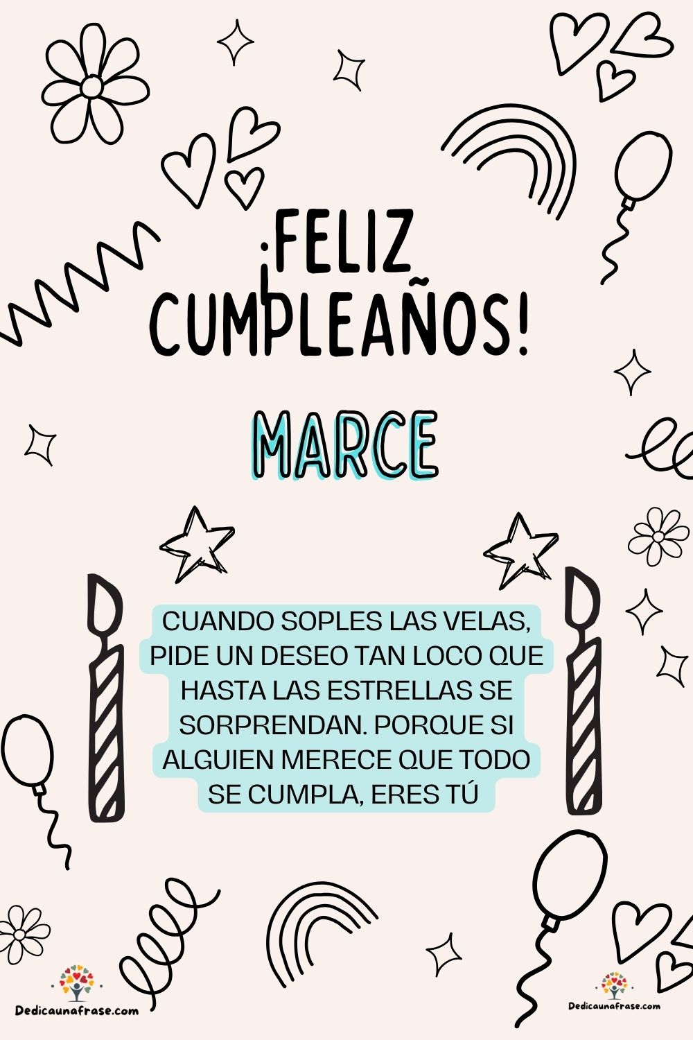 Marcelito. Cuando soples las velas, pide un deseo tan loco que hasta las estrellas se sorp
