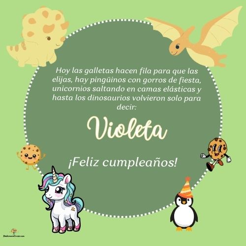 Violeta. Hoy las galletas hacen fila para que las elijas, hay pingüinos con gorros de fies