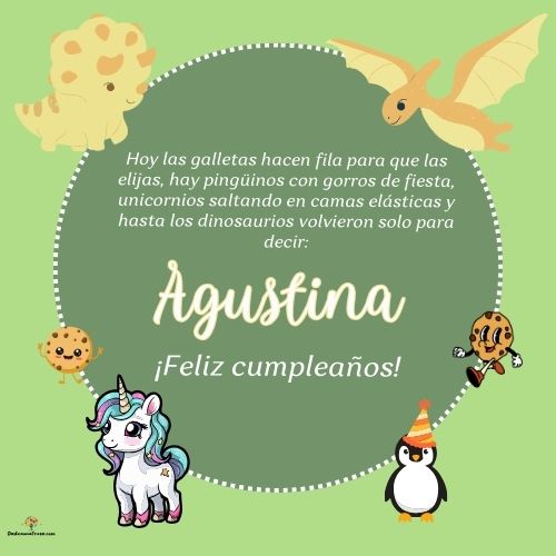 Imagen de feliz cumpleaños para Agustina: «Hoy las galletas hacen fila para que las elijas, hay pingüinos con gor…»