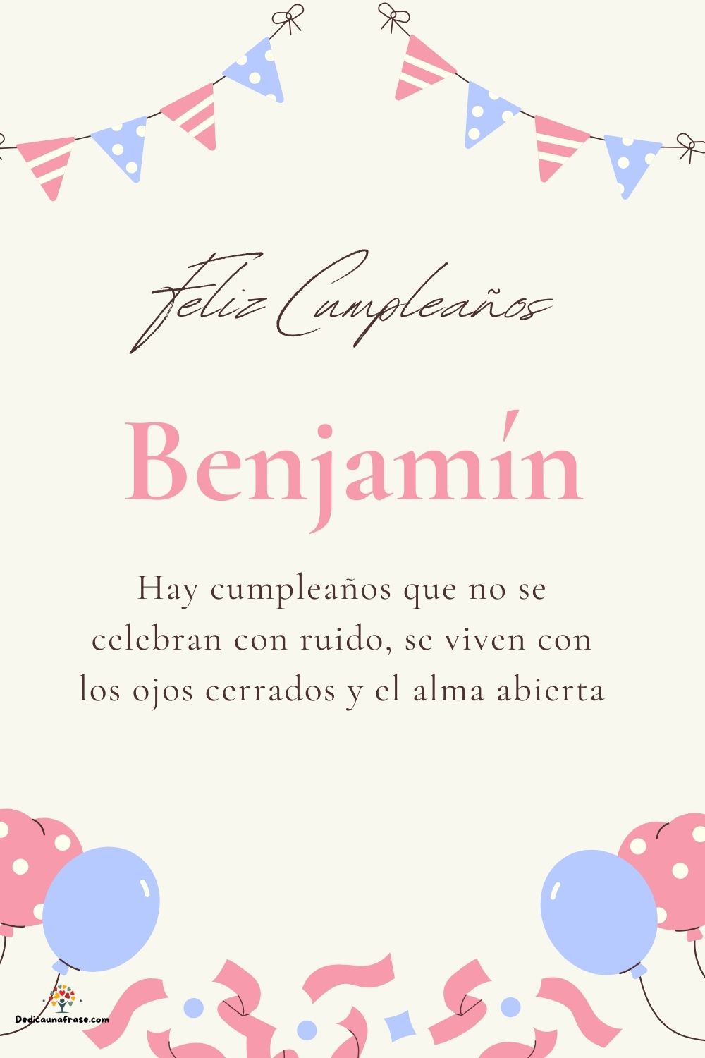 Imagen de feliz cumpleaños para Benjamín: «Hay cumpleaños que no se celebran con ruido, se viven con los ojos cer…»