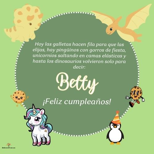 Imagen de feliz cumpleaños para Betty: «Hoy las galletas hacen fila para que las elijas, hay pingüinos con gor…»