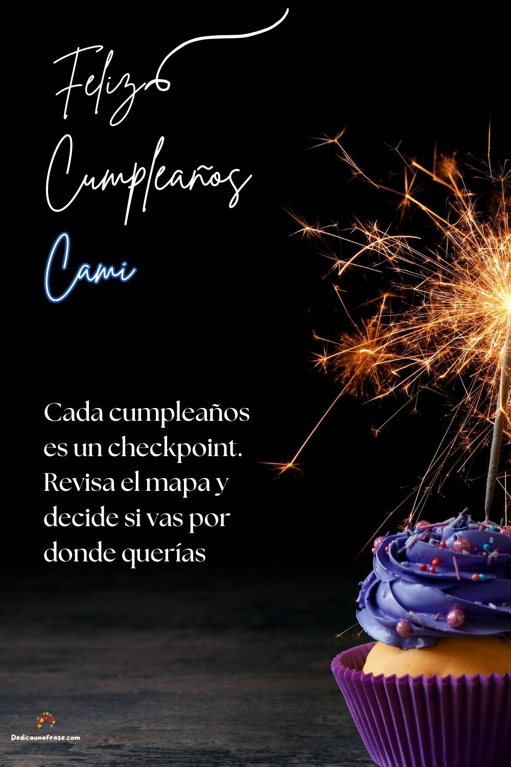 Imagen de feliz cumpleaños para Cami: «Cada cumpleaños es un checkpoint. Revisa el mapa y decide si vas por d…»