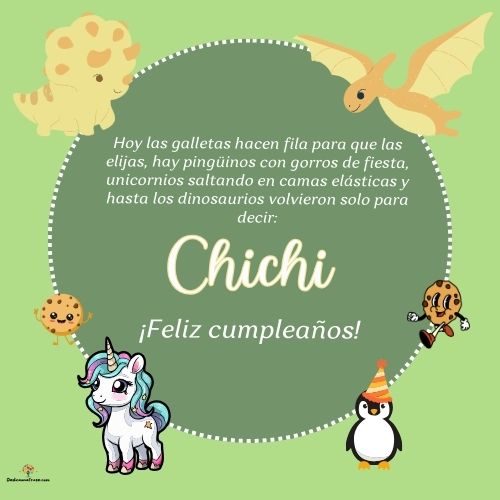 Imagen de feliz cumpleaños para Chichi: «Hoy las galletas hacen fila para que las elijas, hay pingüinos con gor…»