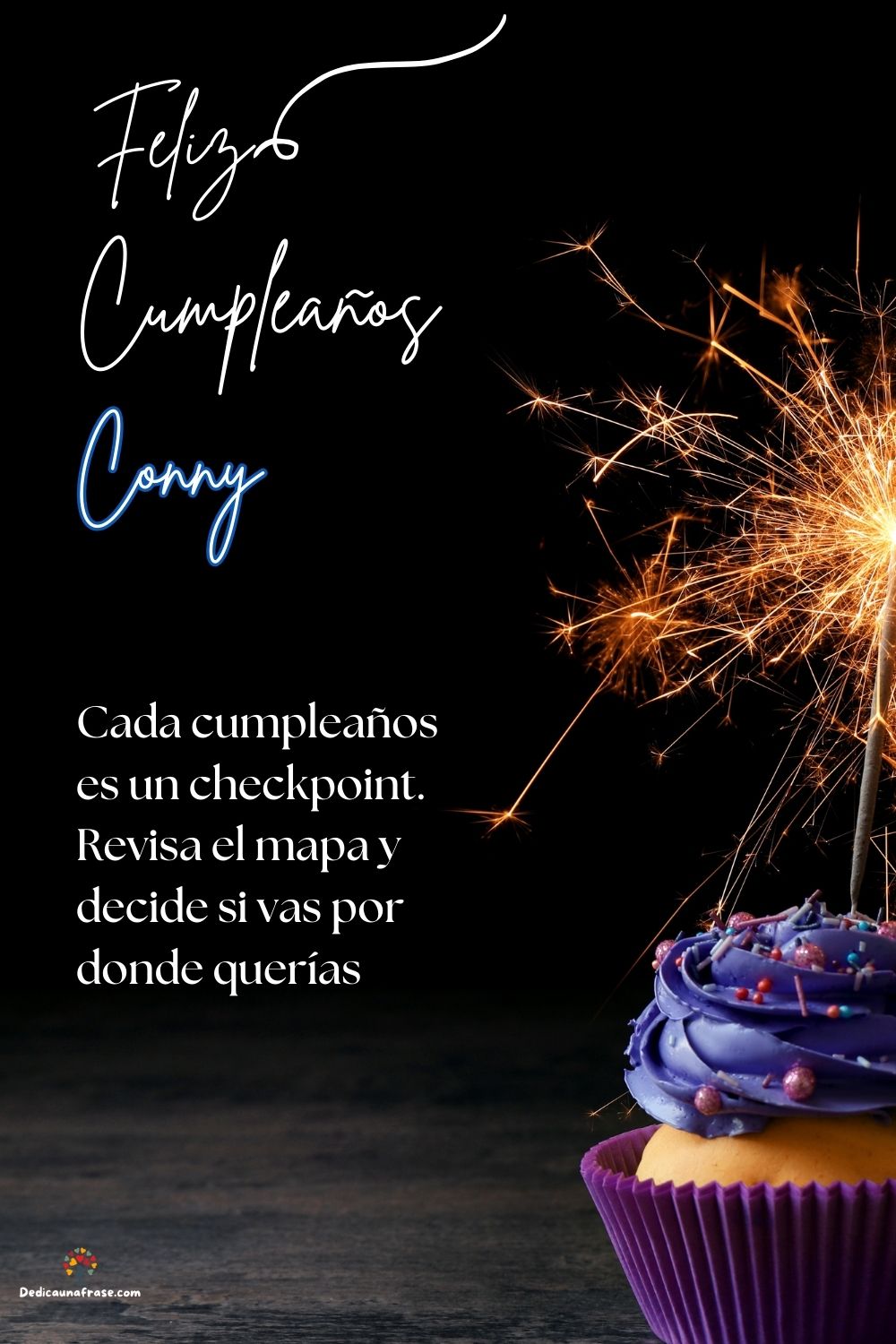 Imagen de feliz cumpleaños para Conny: «Cada cumpleaños es un checkpoint. Revisa el mapa y decide si vas por d…»
