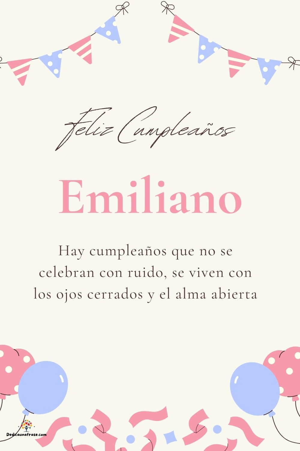 Imagen de feliz cumpleaños para Emiliano: «Hay cumpleaños que no se celebran con ruido, se viven con los ojos cer…»