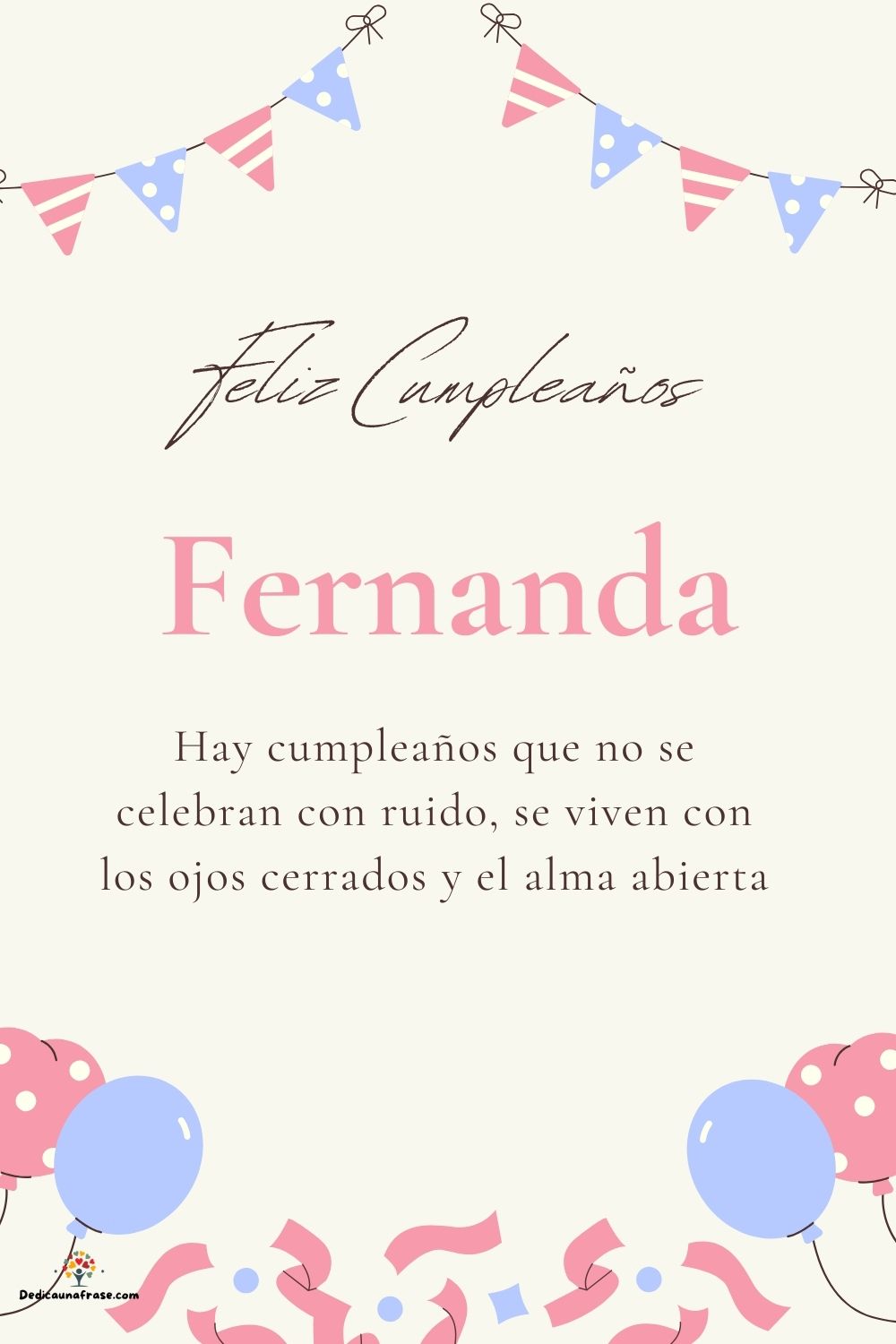Imagen de feliz cumpleaños para Fernanda: «Hay cumpleaños que no se celebran con ruido, se viven con los ojos cer…»