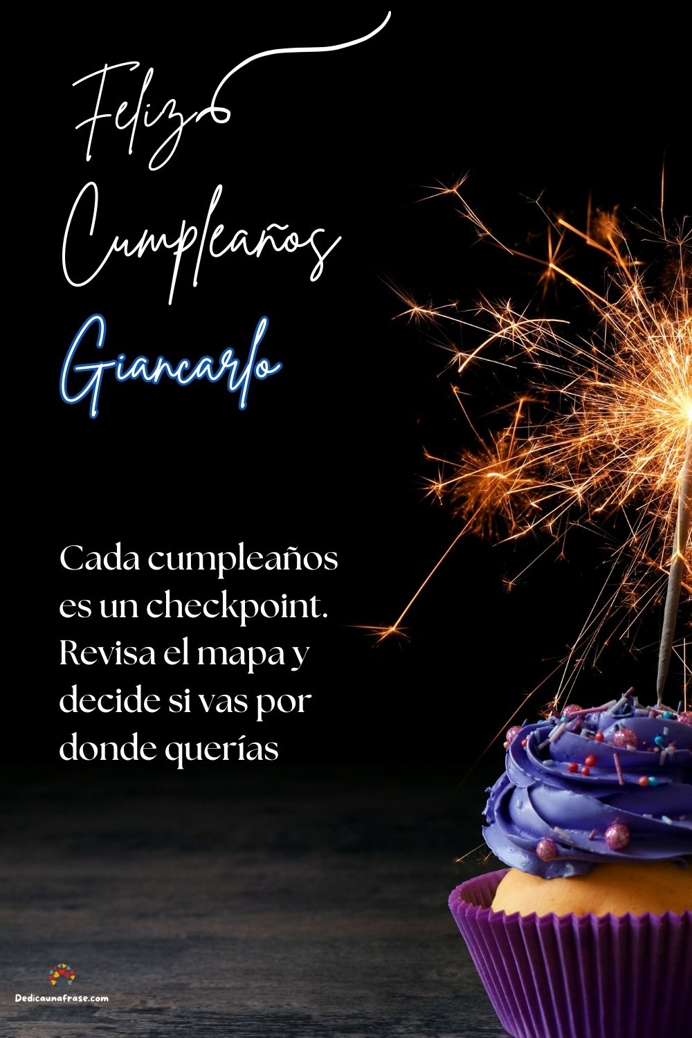 Imagen de feliz cumpleaños para Giancarlo: «Cada cumpleaños es un checkpoint. Revisa el mapa y decide si vas por d…»