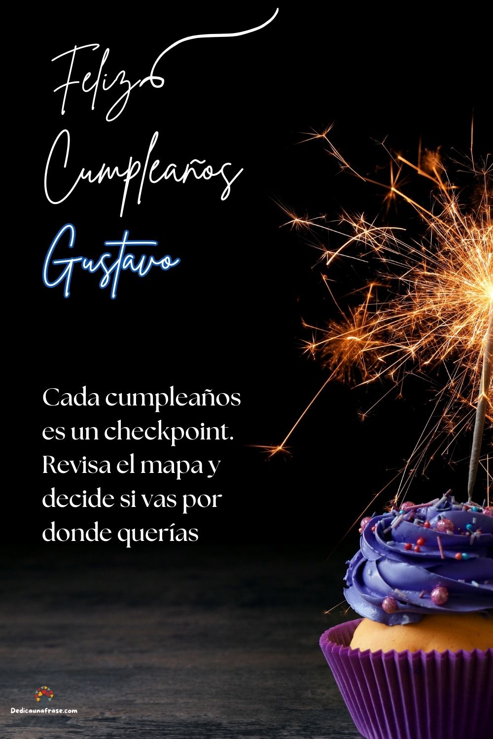 Imagen de feliz cumpleaños para Gustavo: «Cada cumpleaños es un checkpoint. Revisa el mapa y decide si vas por d…»