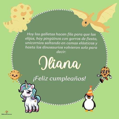 Imagen de feliz cumpleaños para Iliana: «Hoy las galletas hacen fila para que las elijas, hay pingüinos con gor…»