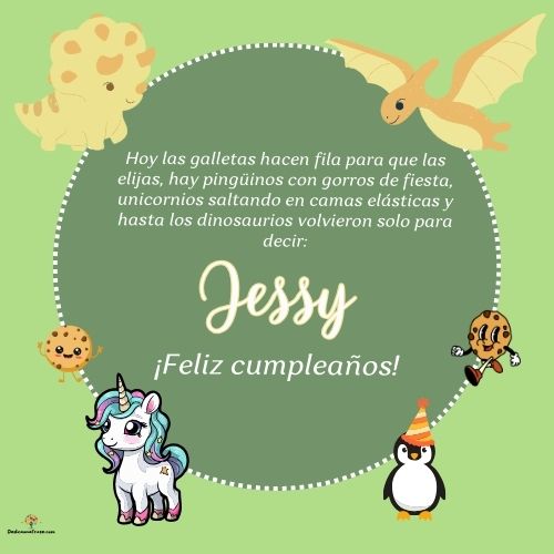 Imagen de feliz cumpleaños para Jessy: «Hoy las galletas hacen fila para que las elijas, hay pingüinos con gor…»