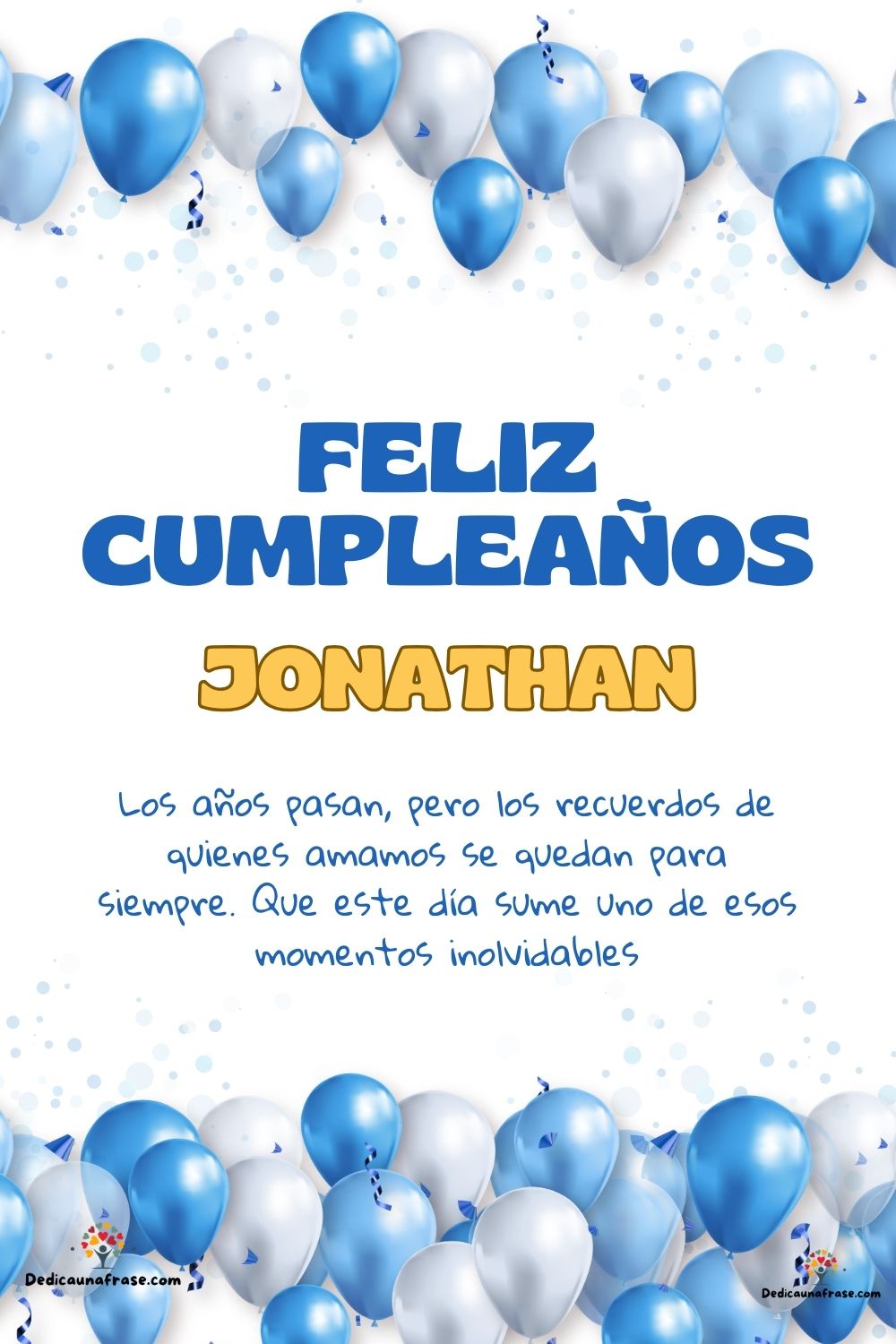 Imagen de feliz cumpleaños para Jonathan: «Los años pasan, pero los recuerdos de quienes amamos se quedan para si…»