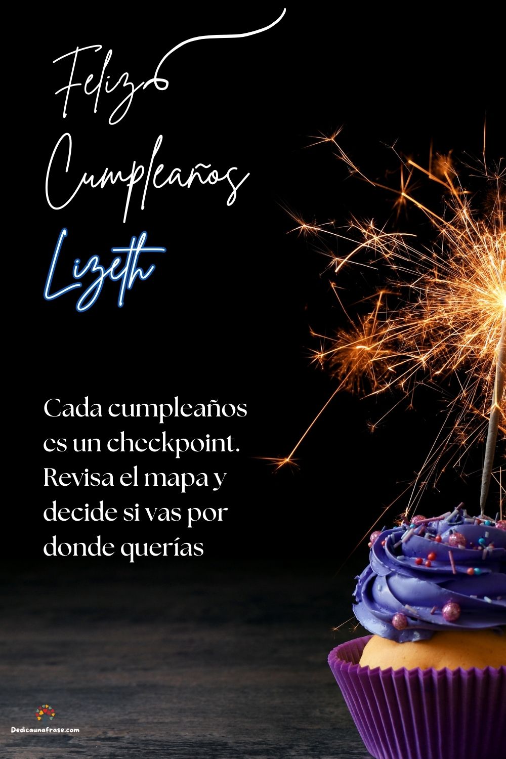 Imagen de feliz cumpleaños para Lizeth: «Cada cumpleaños es un checkpoint. Revisa el mapa y decide si vas por d…»