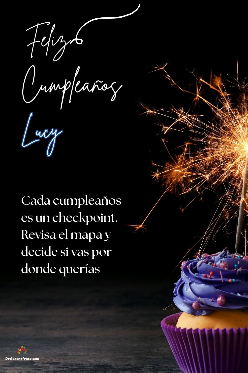 Imagen de feliz cumpleaños para Lucy: «Cada cumpleaños es un checkpoint. Revisa el mapa y decide si vas por d…»