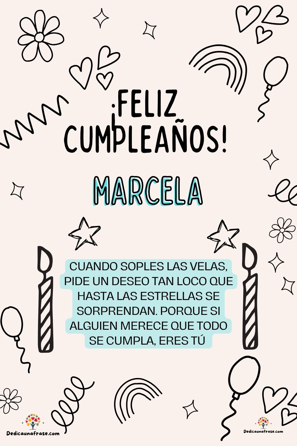 Imagen de feliz cumpleaños para Mara: «Cuando soples las velas, pide un deseo tan loco que hasta las estrella…»