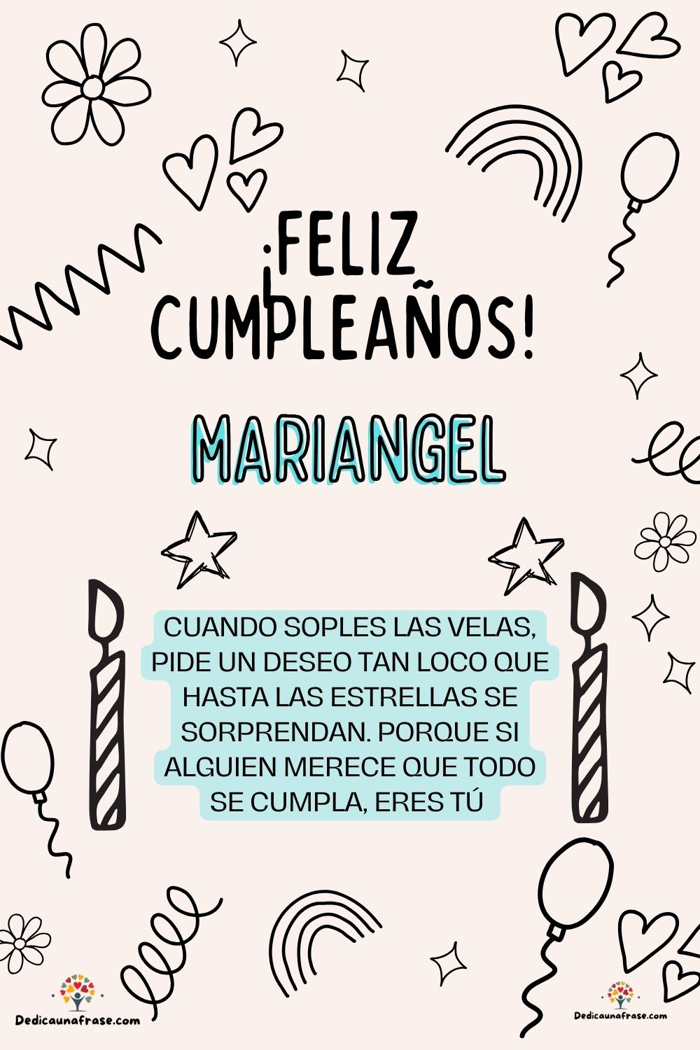Imagen de feliz cumpleaños para María del Carmen: «Cuando soples las velas, pide un deseo tan loco que hasta las estrella…»