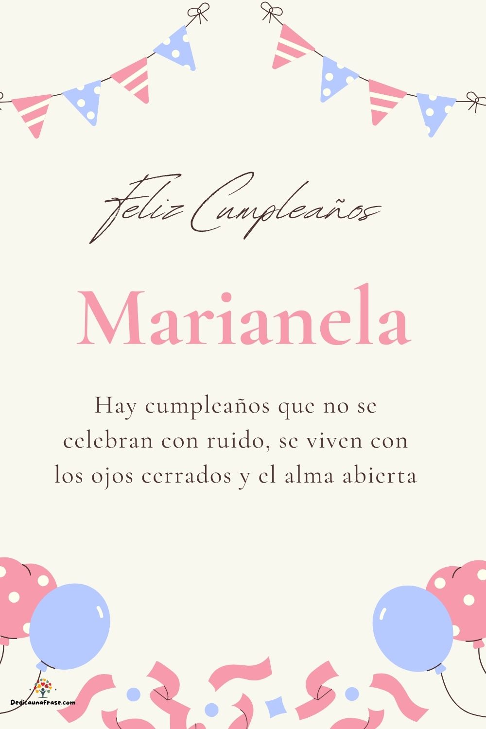 Imagen de feliz cumpleaños para Marianela: «Hay cumpleaños que no se celebran con ruido, se viven con los ojos cer…»