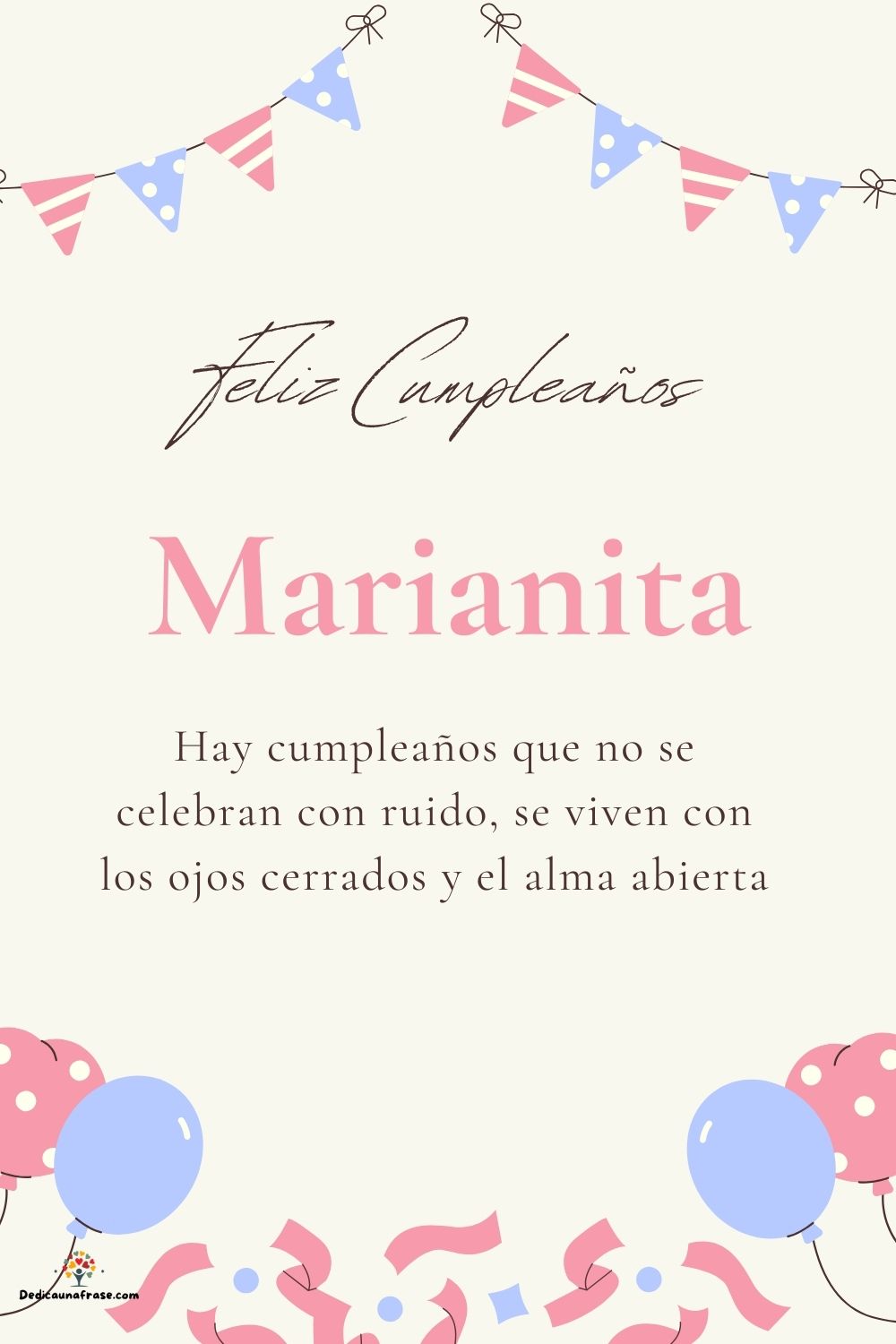 Imagen de feliz cumpleaños para Marianita: «Hay cumpleaños que no se celebran con ruido, se viven con los ojos cer…»