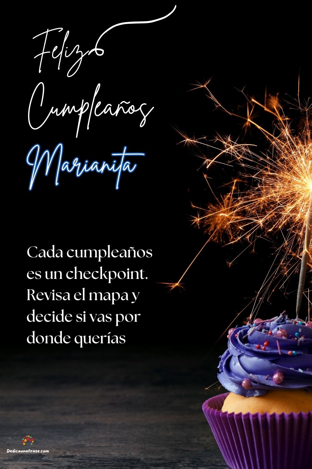 Imagen de feliz cumpleaños para Marianita: «Cada cumpleaños es un checkpoint. Revisa el mapa y decide si vas por d…»