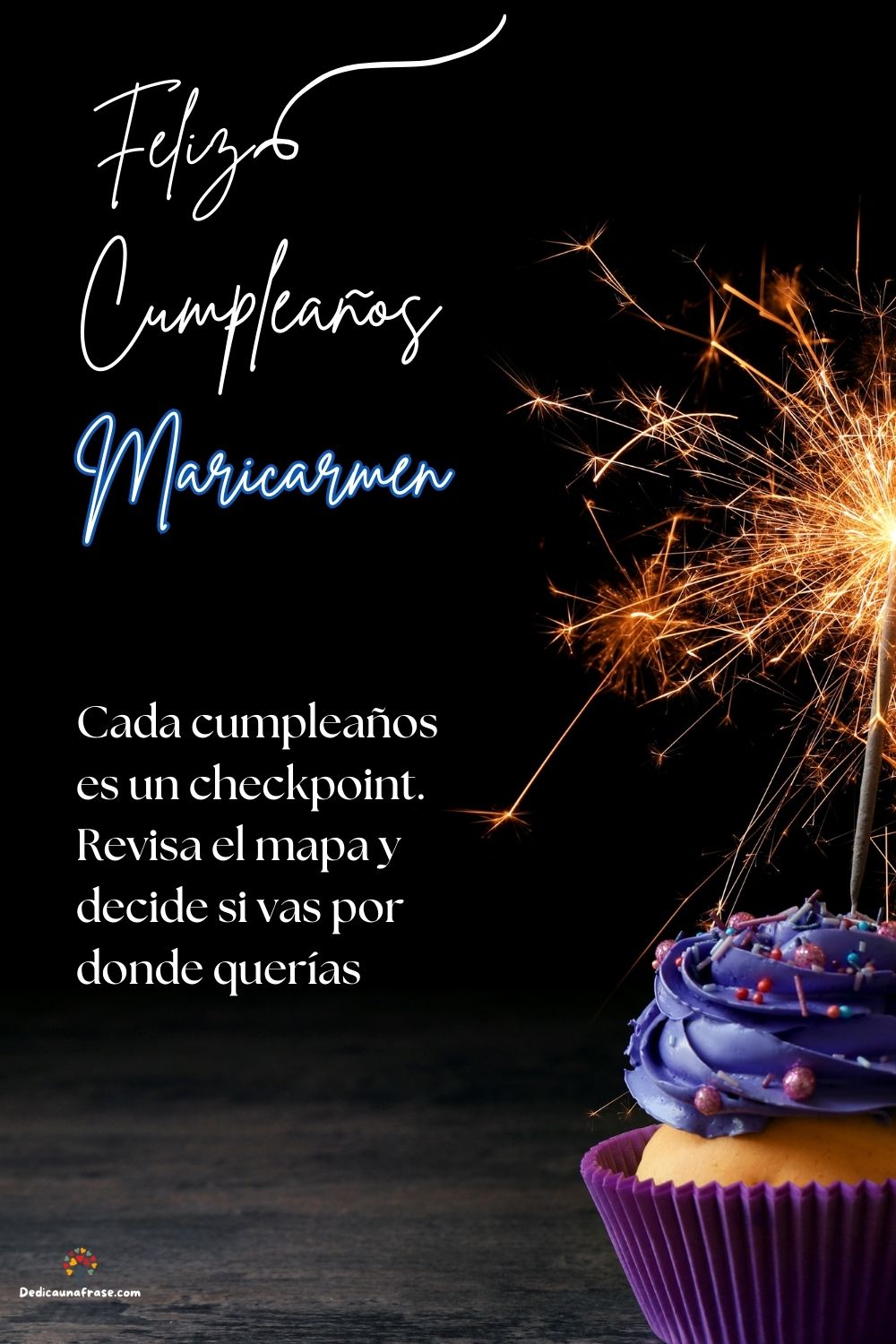 Imagen de feliz cumpleaños para Maricarmen: «Cada cumpleaños es un checkpoint. Revisa el mapa y decide si vas por d…»