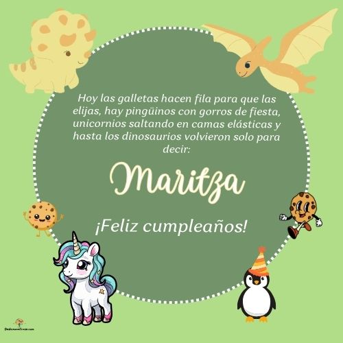 Imagen de feliz cumpleaños para Maritza: «Hoy las galletas hacen fila para que las elijas, hay pingüinos con gor…»