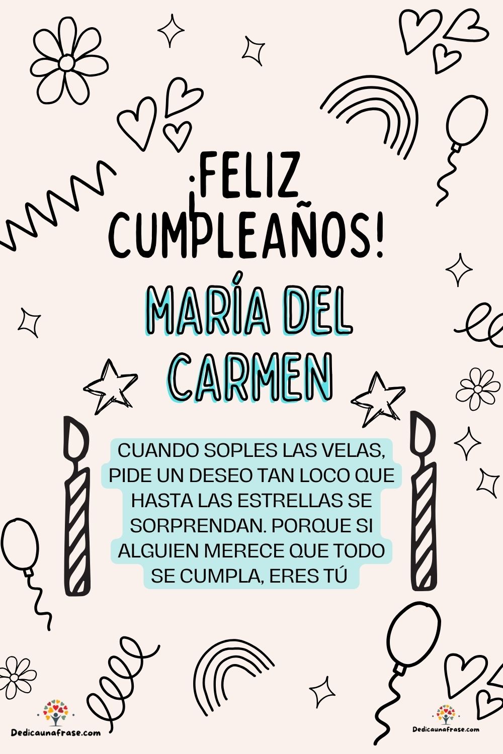 Imagen de feliz cumpleaños para Maru: «Cuando soples las velas, pide un deseo tan loco que hasta las estrella…»
