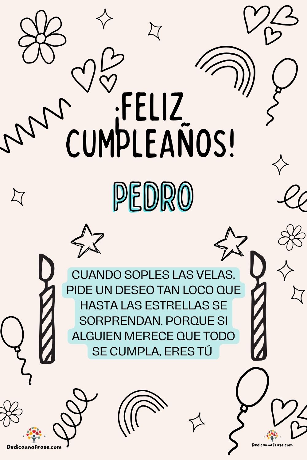 Imagen de feliz cumpleaños para Pauli: «Cuando soples las velas, pide un deseo tan loco que hasta las estrella…»