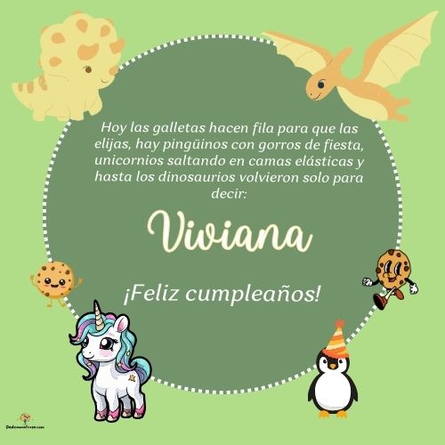 Imagen de feliz cumpleaños para Viviana: «Hoy las galletas hacen fila para que las elijas, hay pingüinos con gor…»