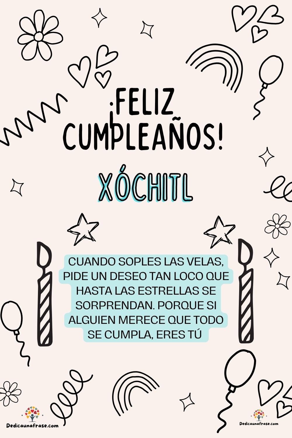 Imagen de feliz cumpleaños para Xiomara: «Cuando soples las velas, pide un deseo tan loco que hasta las estrella…»