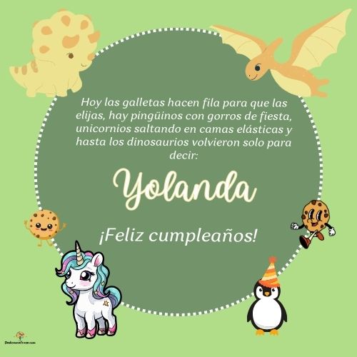Imagen de feliz cumpleaños para Yolanda: «Hoy las galletas hacen fila para que las elijas, hay pingüinos con gor…»