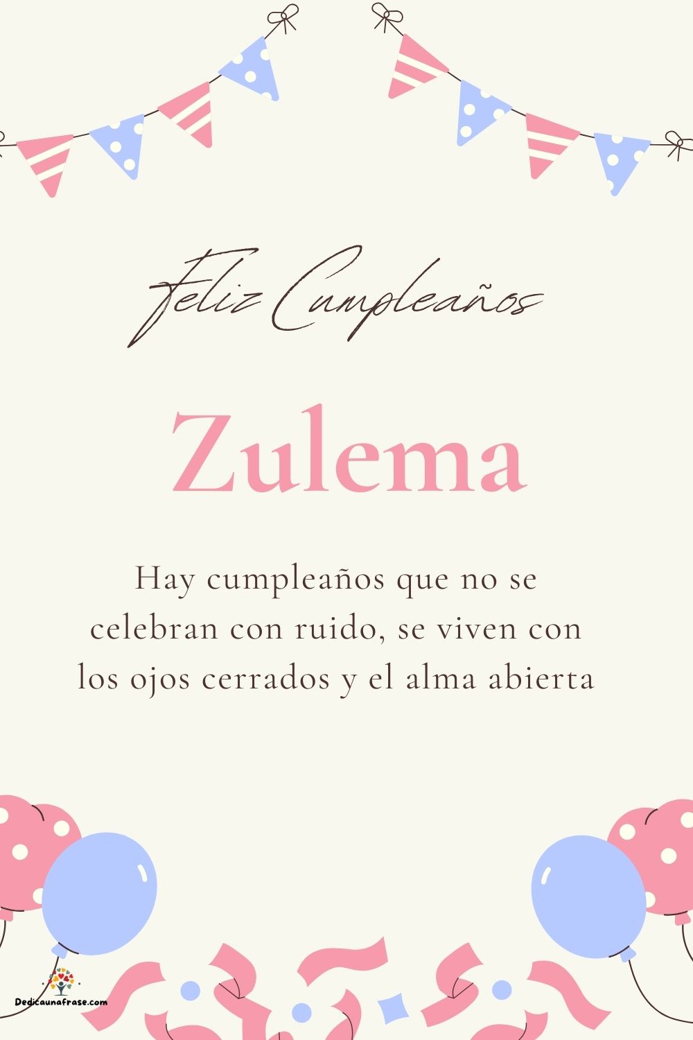 Imagen de feliz cumpleaños para Zulema: «Hay cumpleaños que no se celebran con ruido, se viven con los ojos cer…»